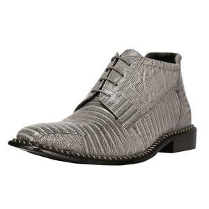 LibertyZeno GREY LEATHER LACE-UP BOOTS